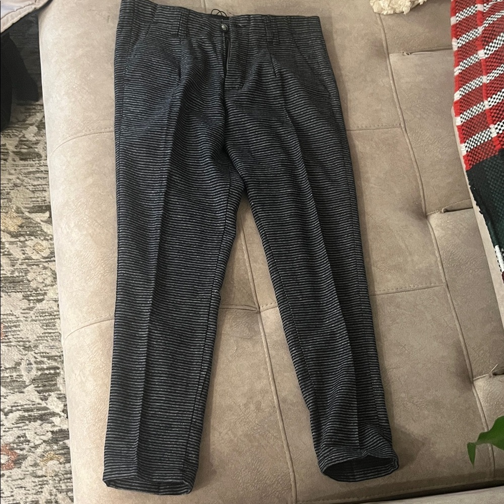 Italian Wool Blend - Black Striped Men's Dress Pants
